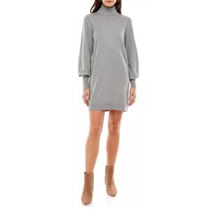 WAYF Women Size Small Morela Long Sleeve Turtleneck Sweater Dress Heather Grey